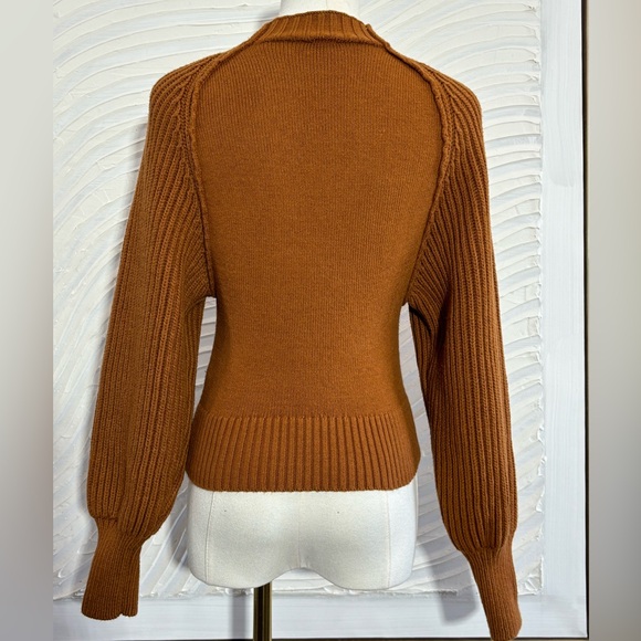 Anthropologie Maeve Mock Neck Raglan Ribbed Sleeve Pullover Sweater - Picture 4 of 8